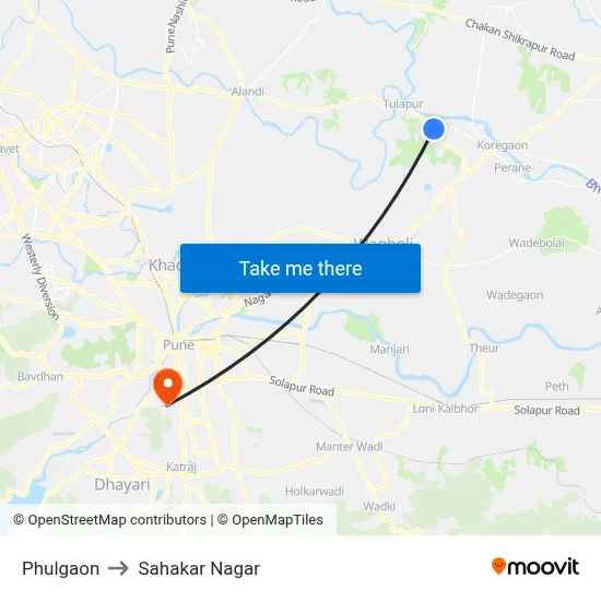 Phulgaon to Sahakar Nagar map