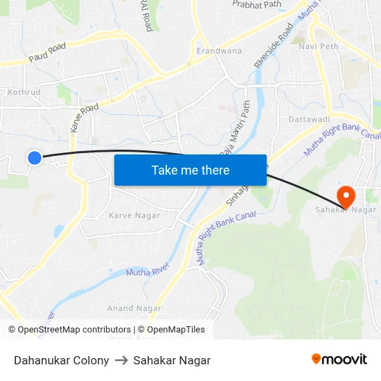 Dahanukar Colony to Sahakar Nagar map