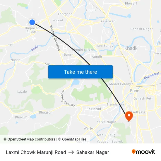 Laxmi Chowk Marunji Road to Sahakar Nagar map