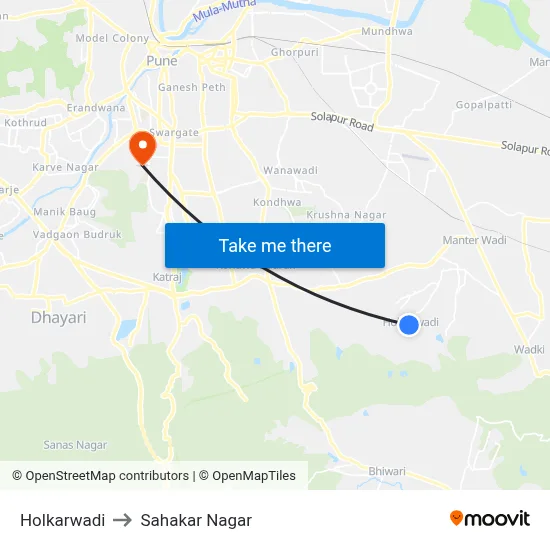 Holkarwadi to Sahakar Nagar map