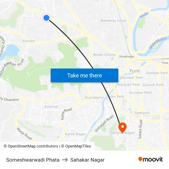 Someshwarwadi Phata to Sahakar Nagar map