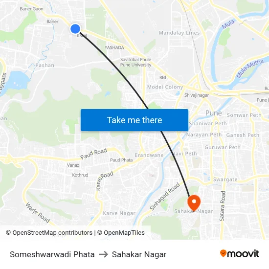 Someshwarwadi Phata to Sahakar Nagar map