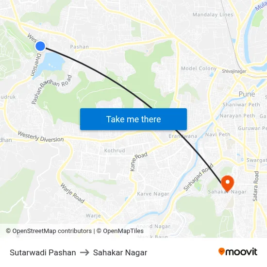 Sutarwadi Pashan to Sahakar Nagar map