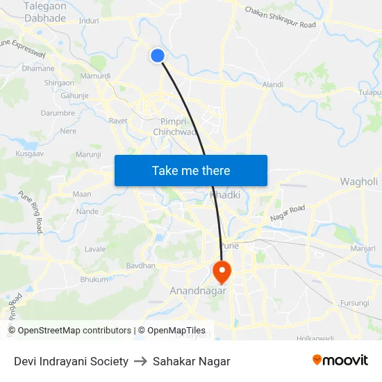 Devi Indrayani Society to Sahakar Nagar map