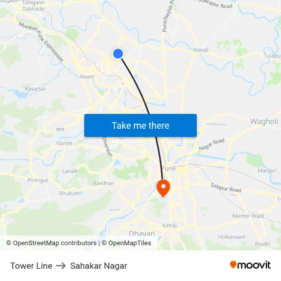 Tower Line to Sahakar Nagar map