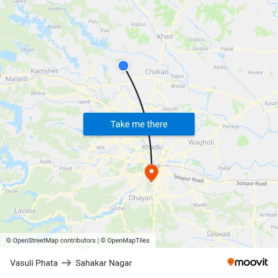 Vasuli Phata to Sahakar Nagar map