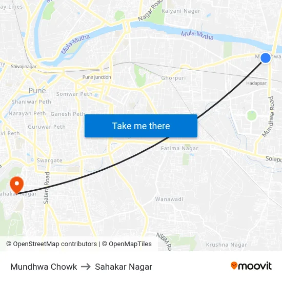 Mundhwa Chowk to Sahakar Nagar map