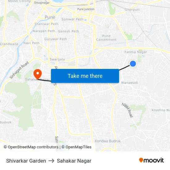 Shivarkar Garden to Sahakar Nagar map