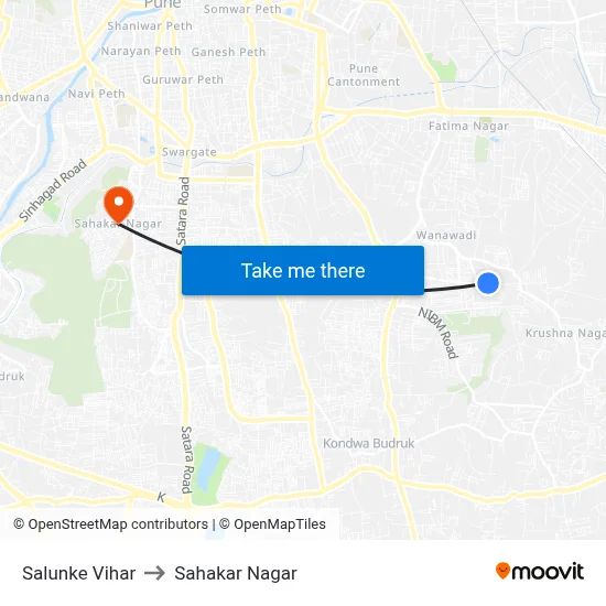 Salunke Vihar to Sahakar Nagar map