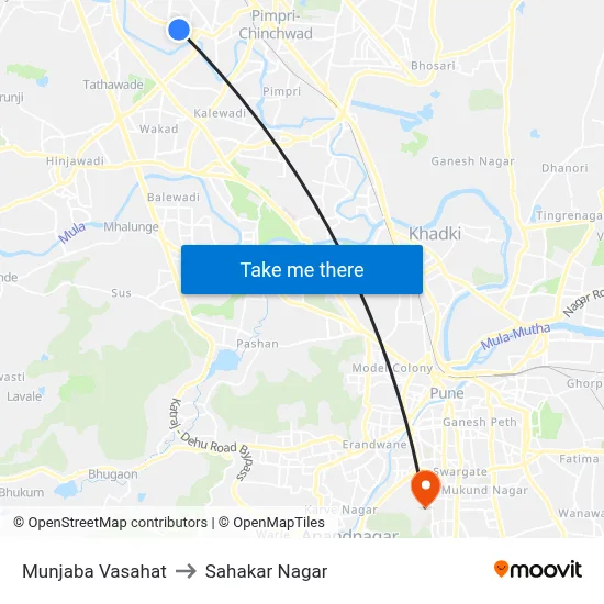 Munjaba Vasahat to Sahakar Nagar map