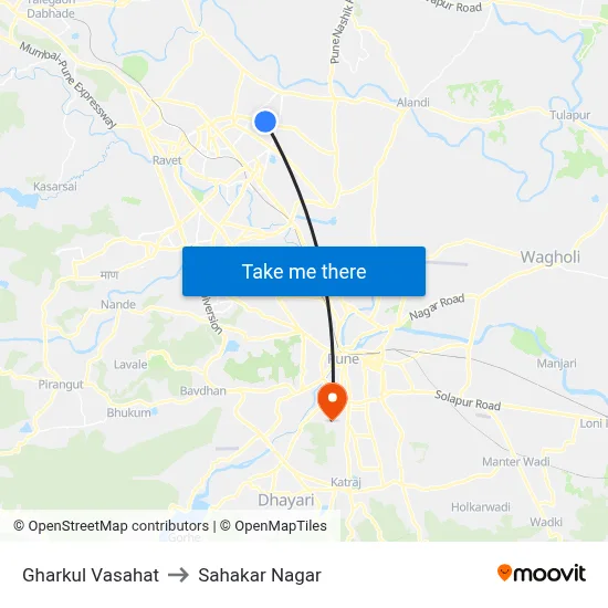 Gharkul Vasahat to Sahakar Nagar map