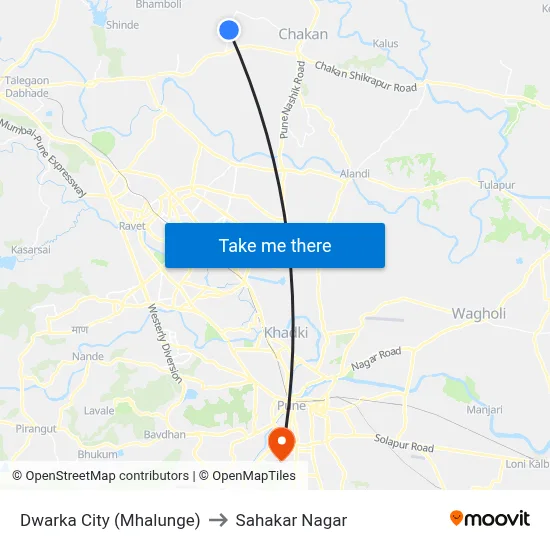 Dwarka City (Mhalunge) to Sahakar Nagar map