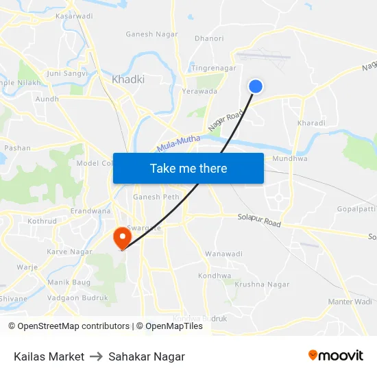 Kailas Market to Sahakar Nagar map
