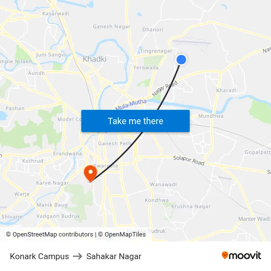 Konark Campus to Sahakar Nagar map