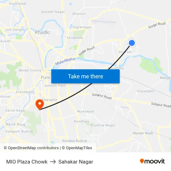 MIO Plaza Chowk to Sahakar Nagar map