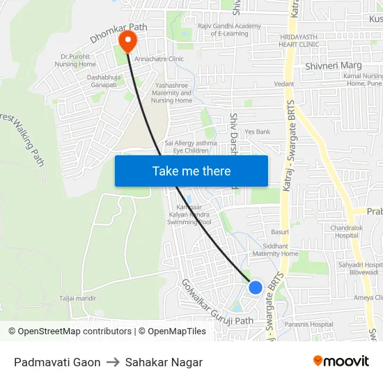 Padmavati Gaon to Sahakar Nagar map