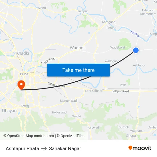 Ashtapur Phata to Sahakar Nagar map