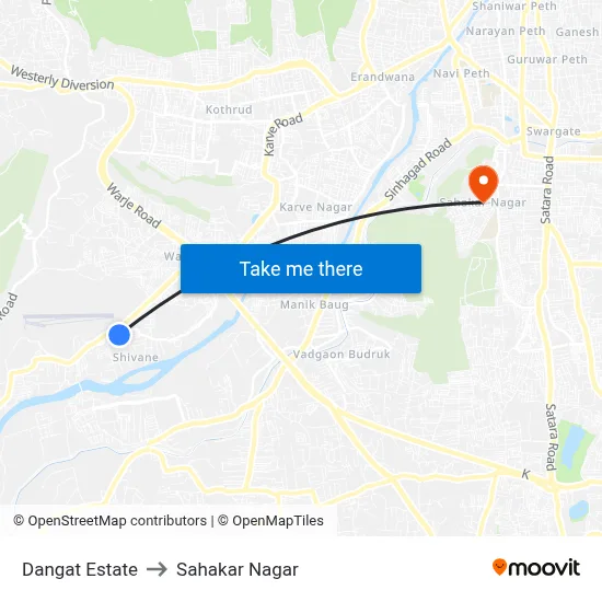 Dangat Estate to Sahakar Nagar map