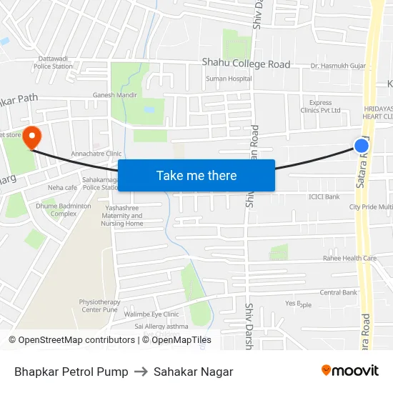 Bhapkar Petrol Pump to Sahakar Nagar map