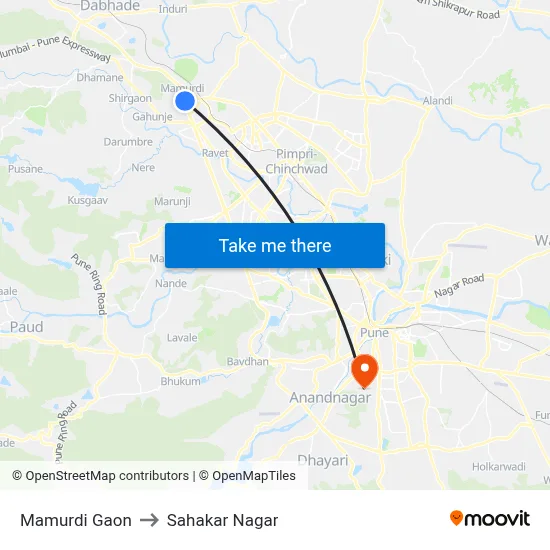 Mamurdi Gaon to Sahakar Nagar map