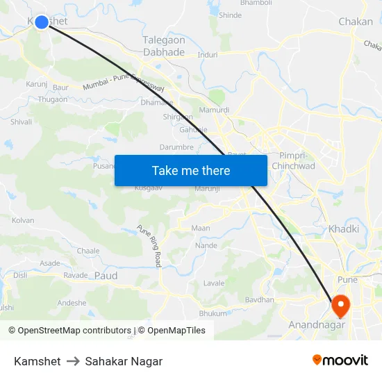 Kamshet to Sahakar Nagar map