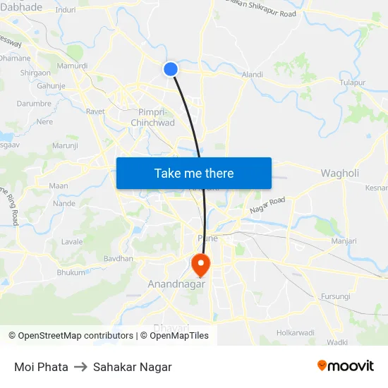 Moi Phata to Sahakar Nagar map