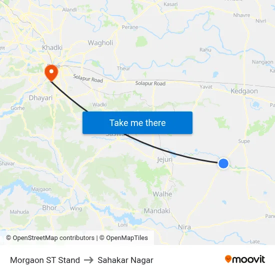 Morgaon ST Stand to Sahakar Nagar map