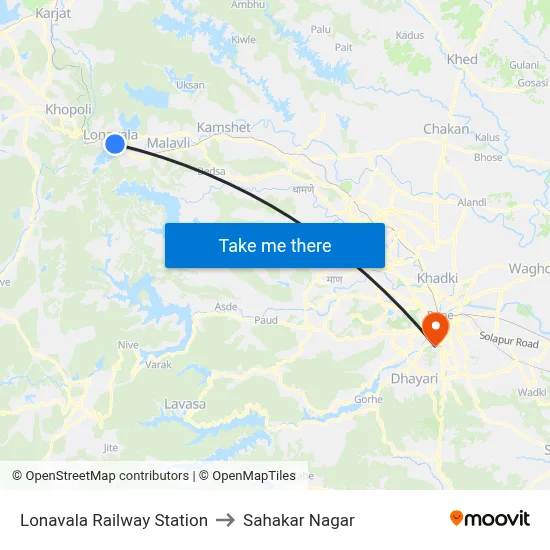 Lonavala Railway Station to Sahakar Nagar map