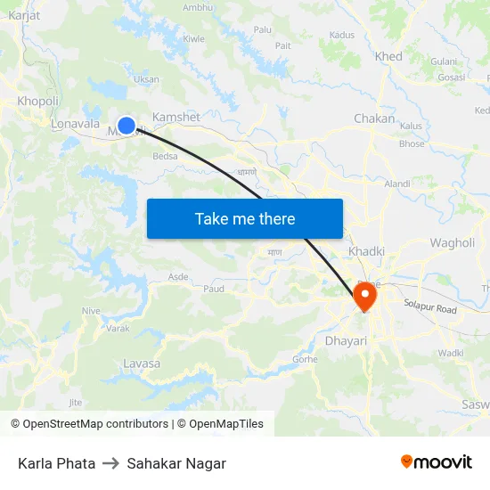 Karla Phata to Sahakar Nagar map