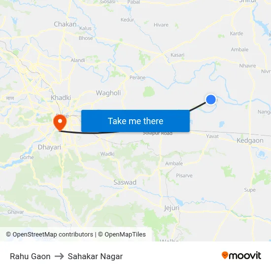 Rahu Gaon to Sahakar Nagar map