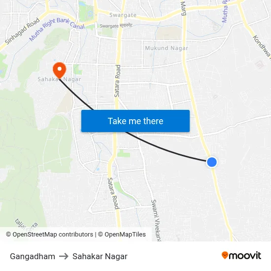 Gangadham to Sahakar Nagar map