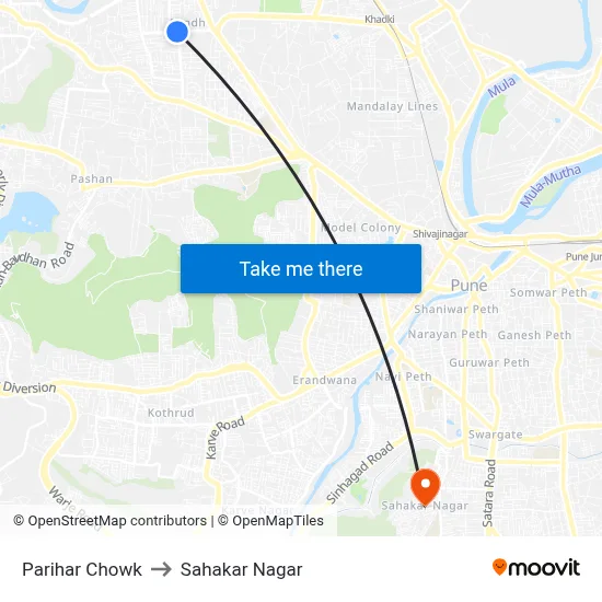 Parihar Chowk to Sahakar Nagar map