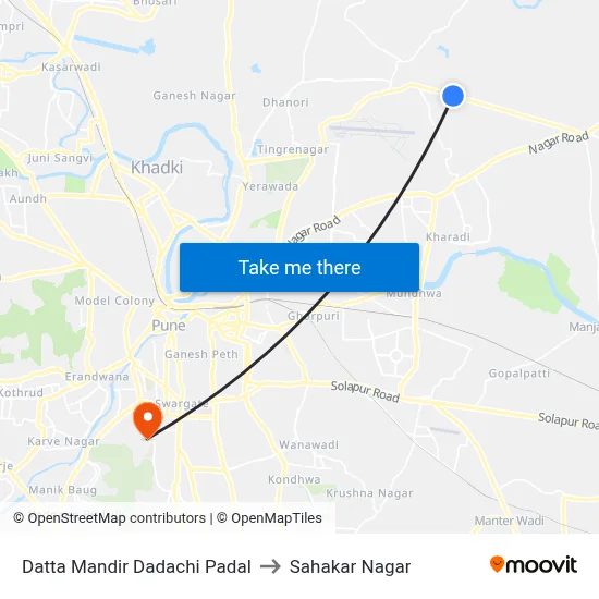 Datta Mandir Dadachi Padal to Sahakar Nagar map