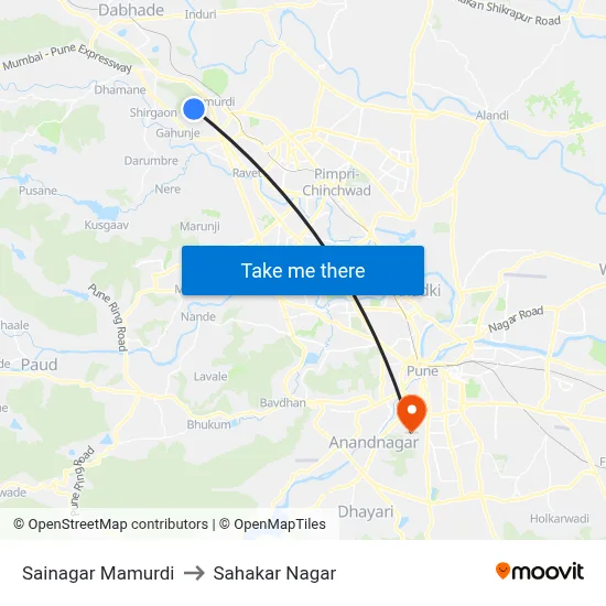 Sainagar Mamurdi to Sahakar Nagar map