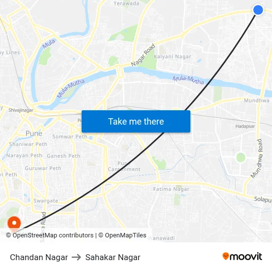 Chandan Nagar to Sahakar Nagar map