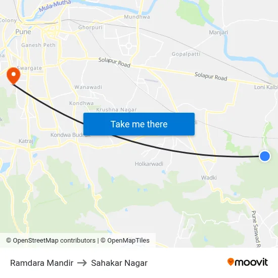 Ramdara Mandir to Sahakar Nagar map