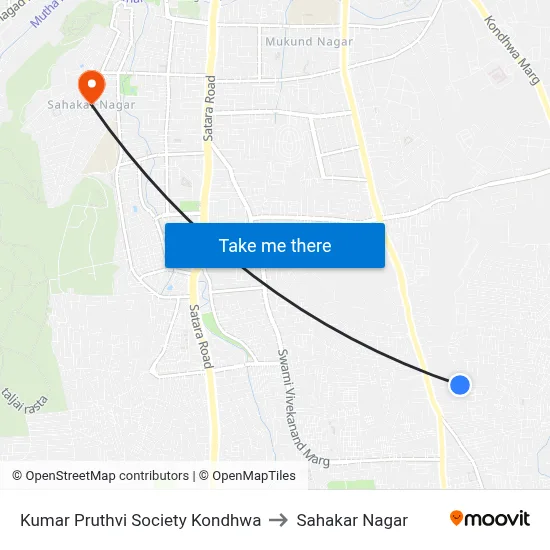 Kumar Pruthvi Society Kondhwa to Sahakar Nagar map