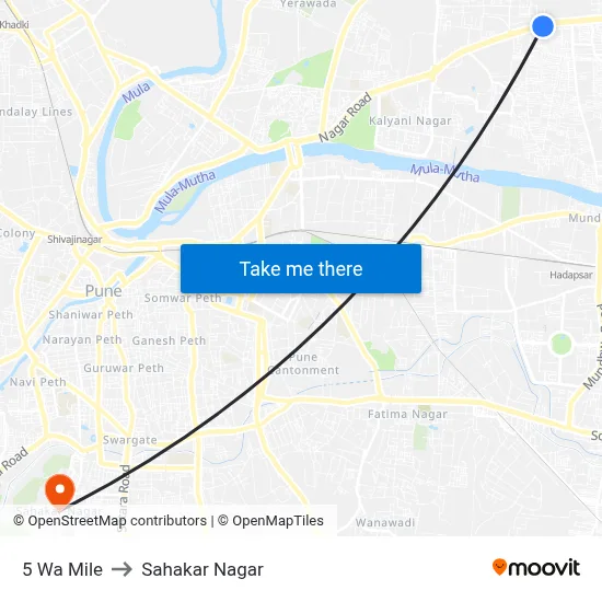 5 Wa Mile to Sahakar Nagar map