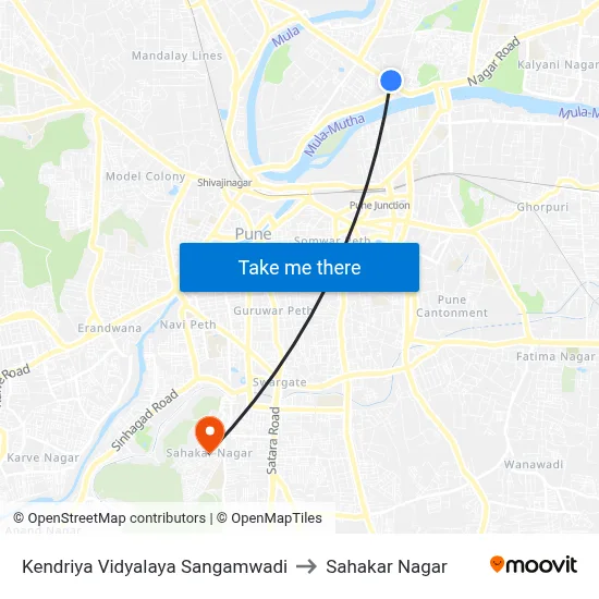 Kendriya Vidyalaya Sangamwadi to Sahakar Nagar map