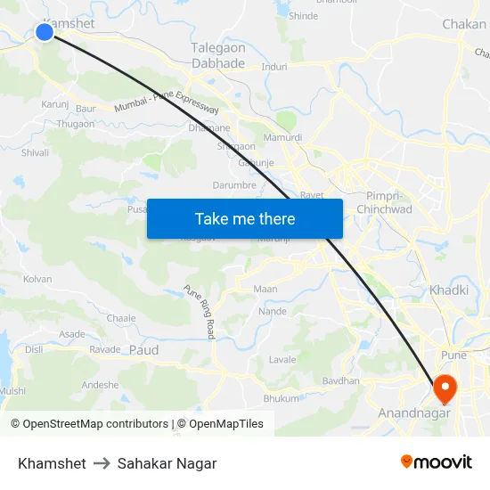 Khamshet to Sahakar Nagar map