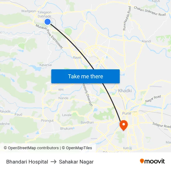 Bhandari Hospital to Sahakar Nagar map