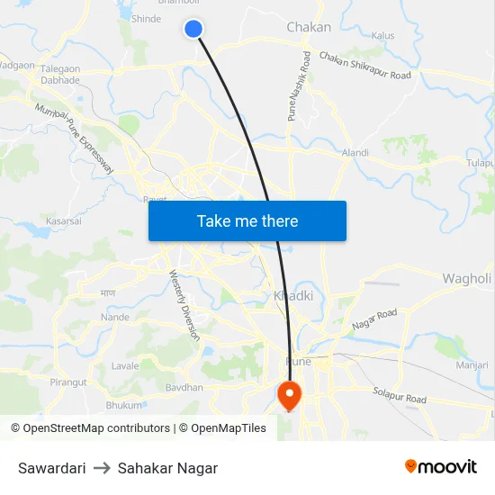 Sawardari to Sahakar Nagar map