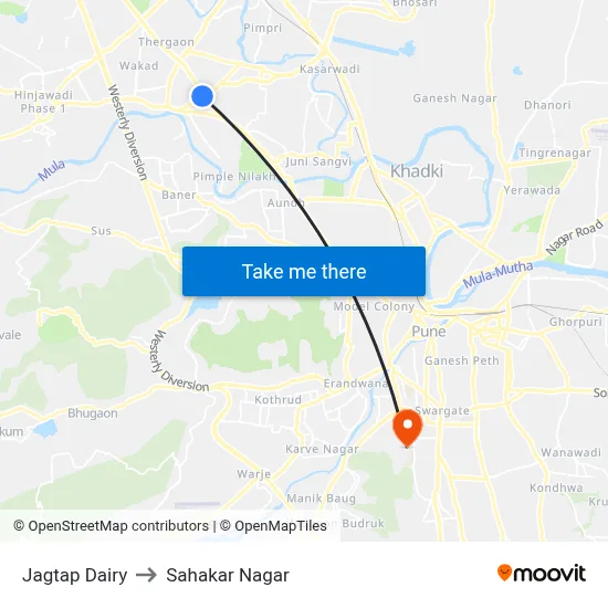 Jagtap Dairy to Sahakar Nagar map