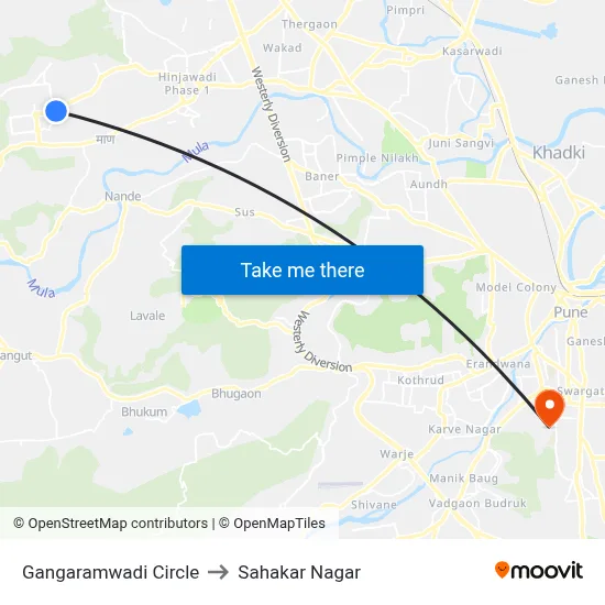 Gangaramwadi Circle to Sahakar Nagar map