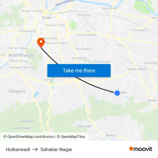 Holkarwadi to Sahakar Nagar map