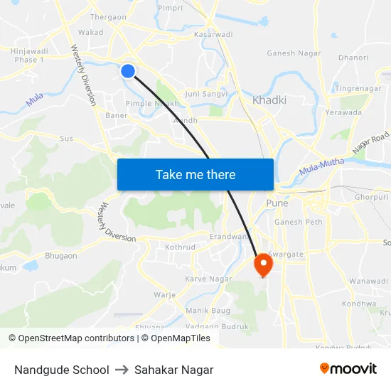 Nandgude School to Sahakar Nagar map