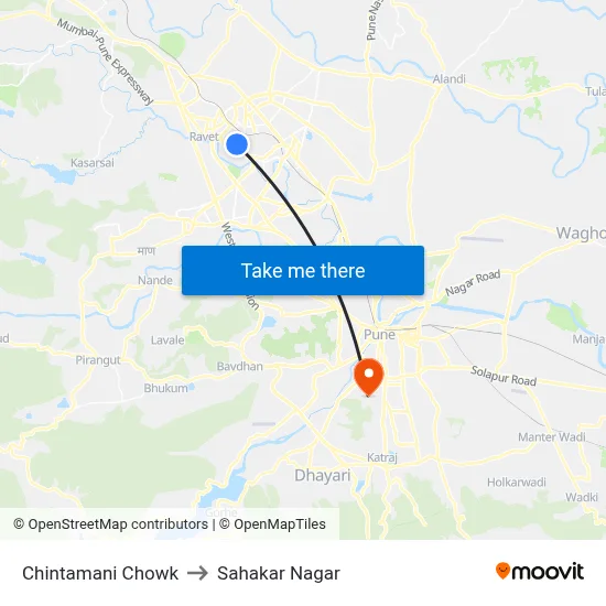 Chintamani Chowk to Sahakar Nagar map