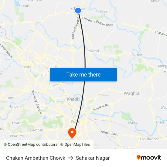 Chakan Ambethan Chowk to Sahakar Nagar map