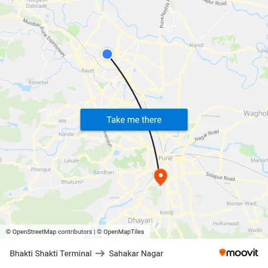 Bhakti Shakti Terminal to Sahakar Nagar map
