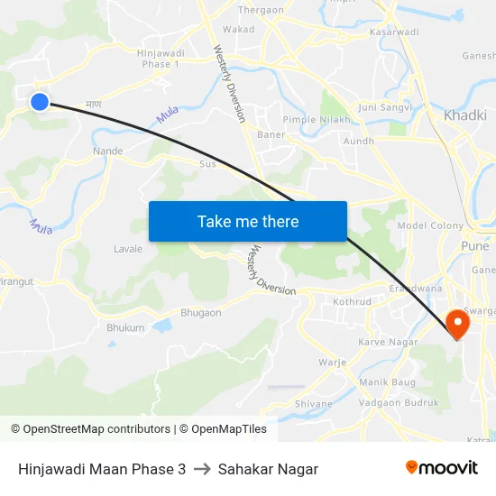 Hinjawadi Maan Phase 3 to Sahakar Nagar map
